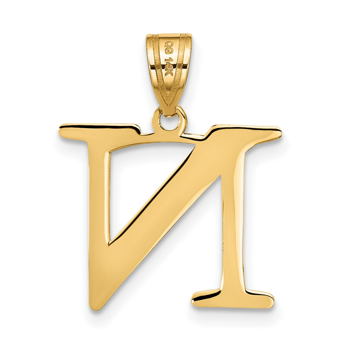 Polished Etched Letter N Initial Charm Pendant in Real 10k Yellow Gold