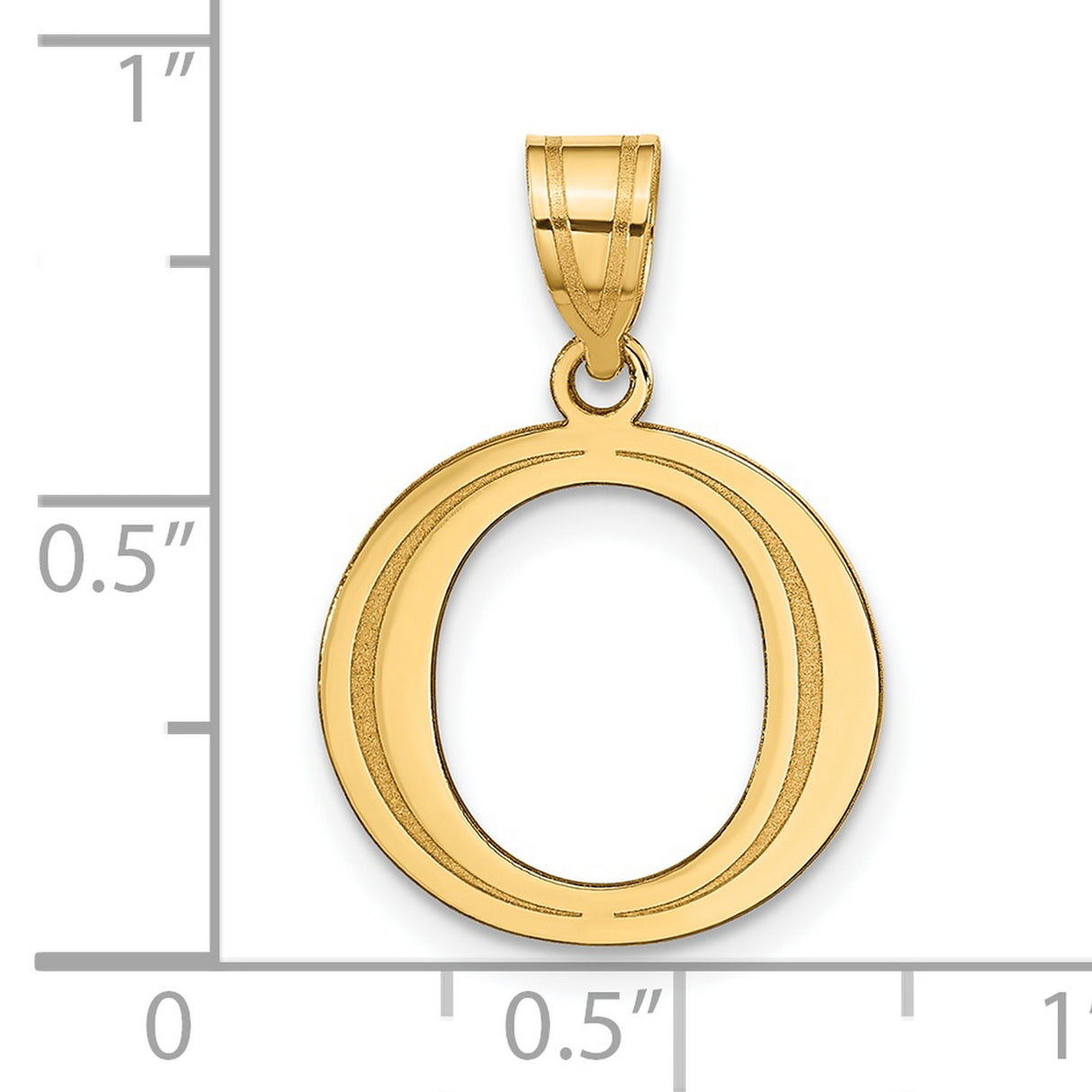 Polished Etched Letter O Initial Charm Pendant in Real 10k Yellow Gold