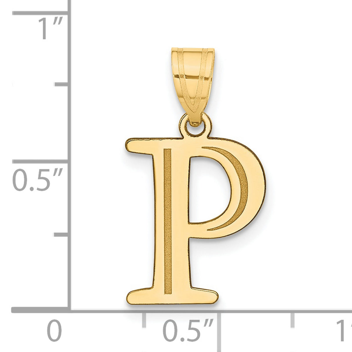 Polished Etched Letter P Initial Charm Pendant in Real 10k Yellow Gold