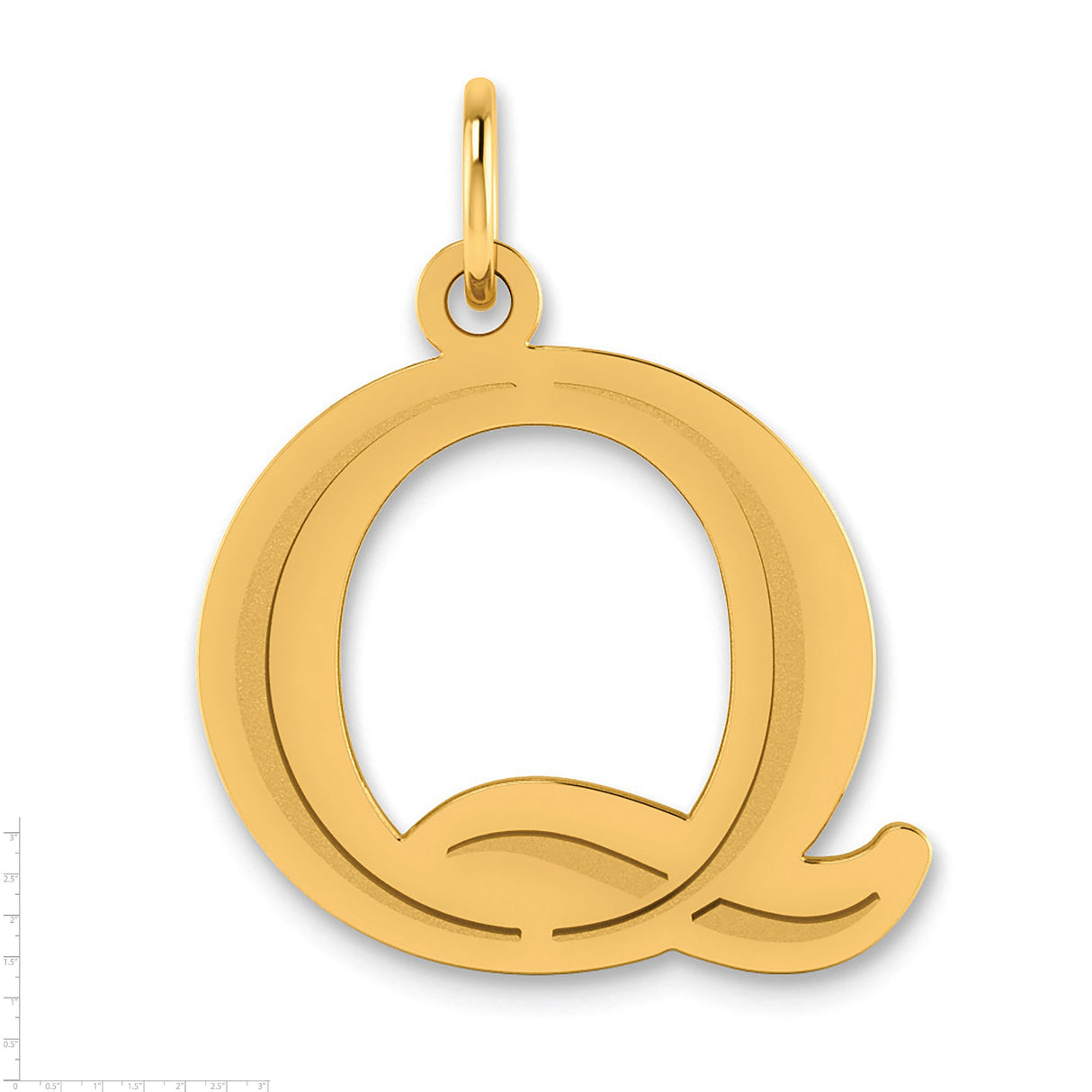 Polished Etched Letter Q Initial Charm Pendant in Real 10k Yellow Gold
