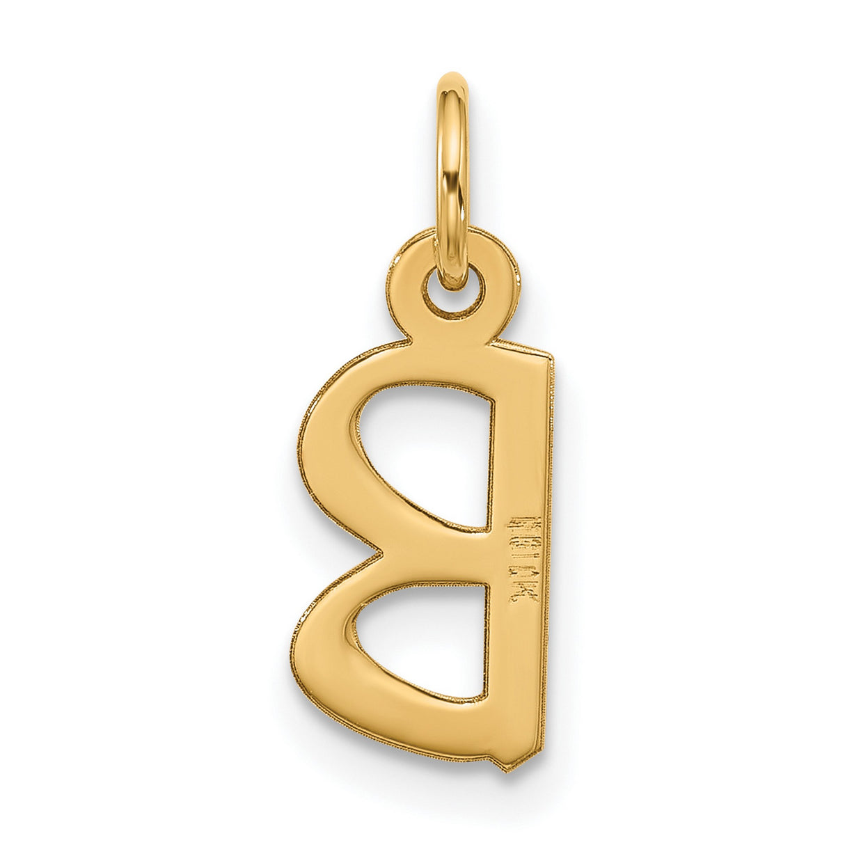 10k Yellow Gold B Initial Pendant, Block Letter Charm for Women or Unisex Wear