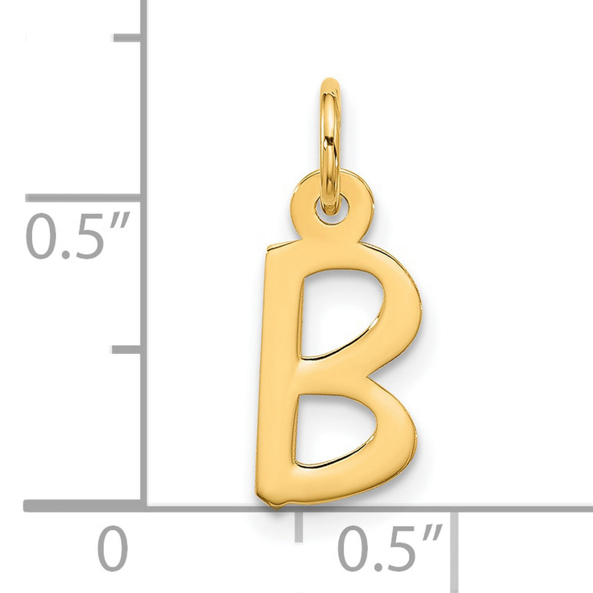10k Yellow Gold B Initial Pendant, Block Letter Charm for Women or Unisex Wear
