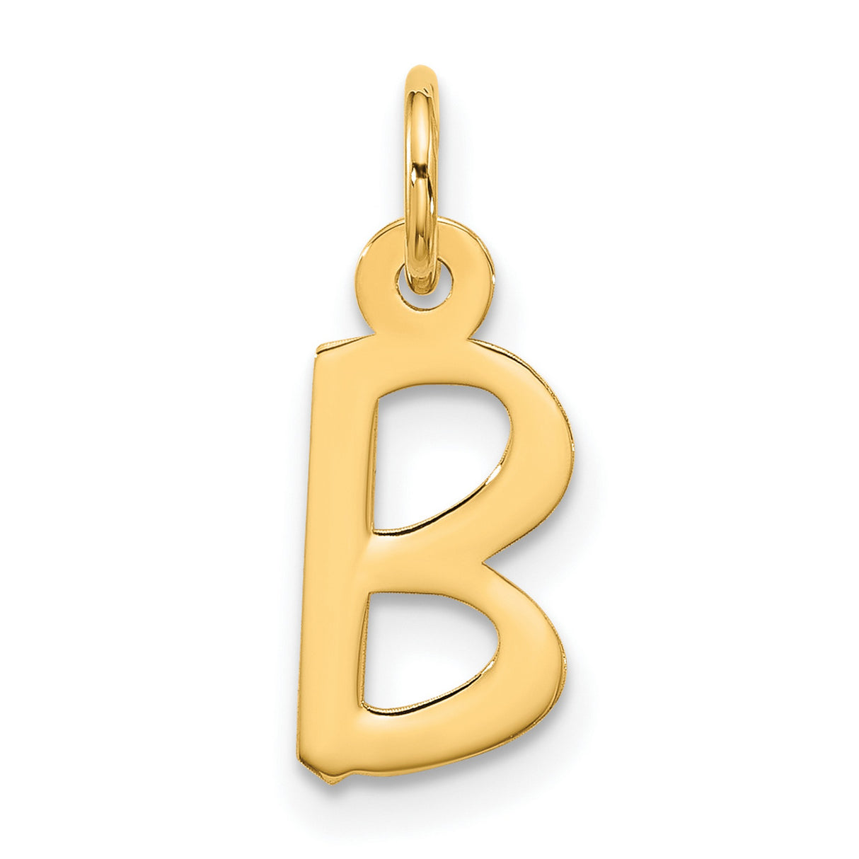 10k Yellow Gold B Initial Pendant, Block Letter Charm for Women or Unisex Wear