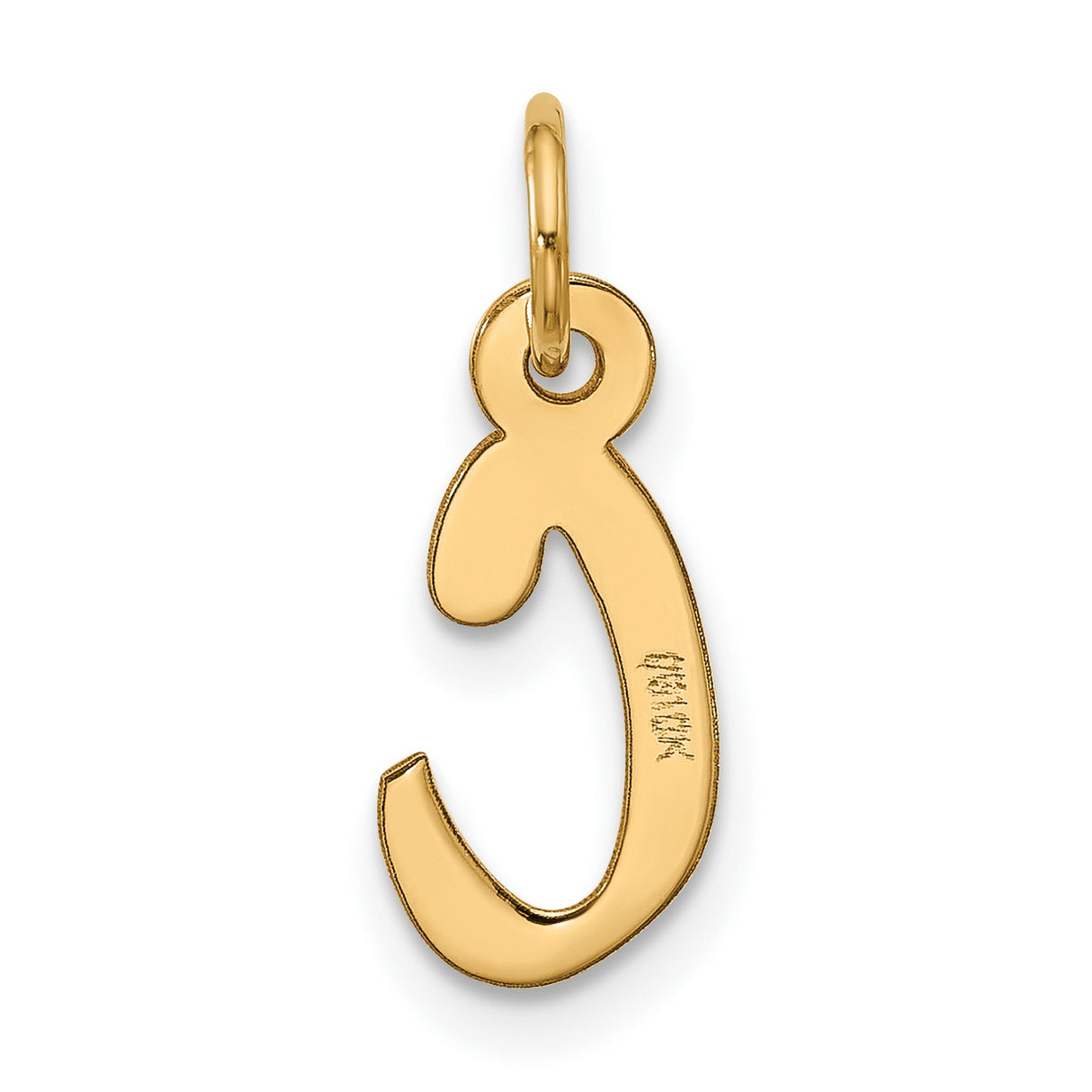 10k Yellow Gold Initial C Pendant Charm, Polished Cursive Script Letter for Women