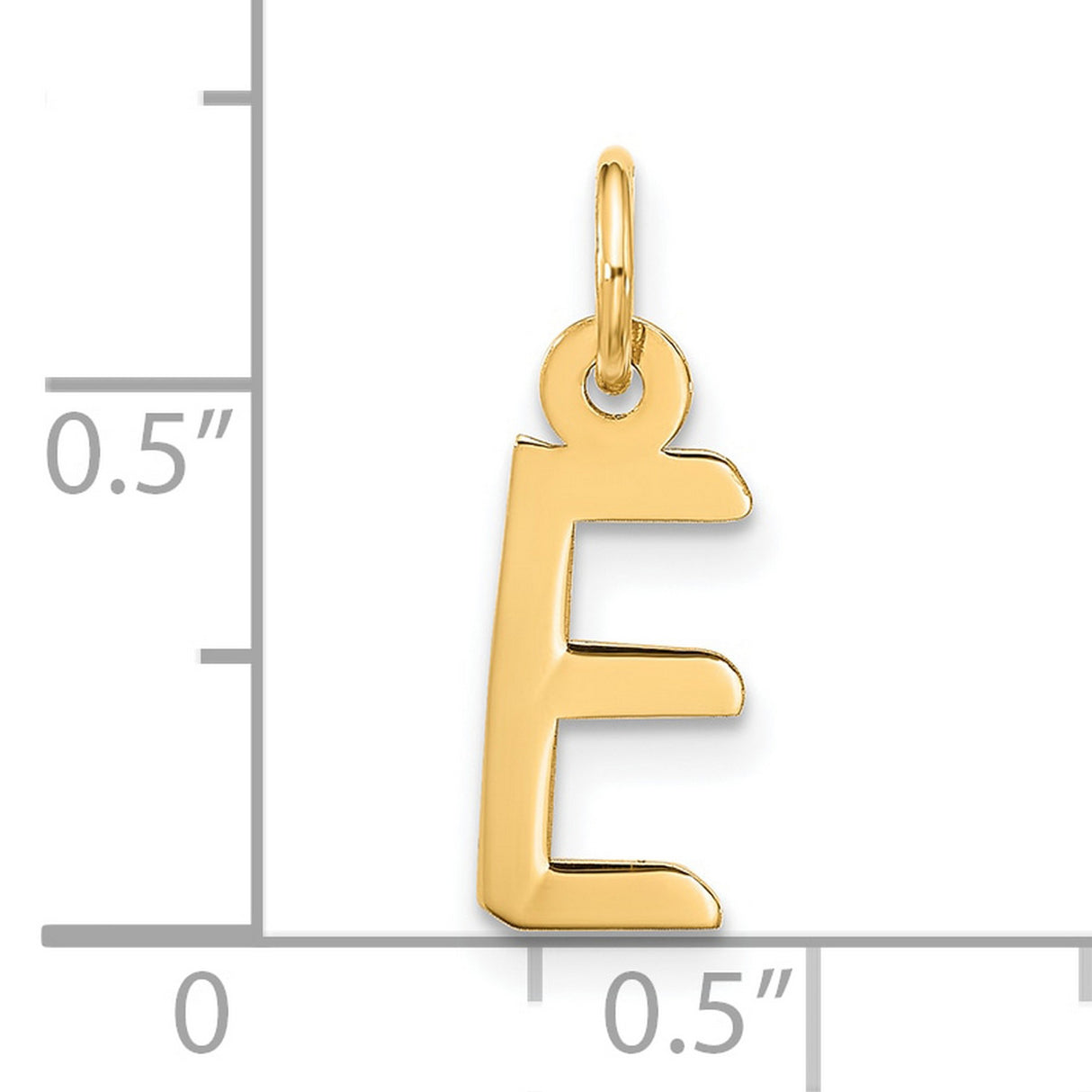 10k Yellow Gold Pendant, Block Letter E Initial Charm with Simple Bail
