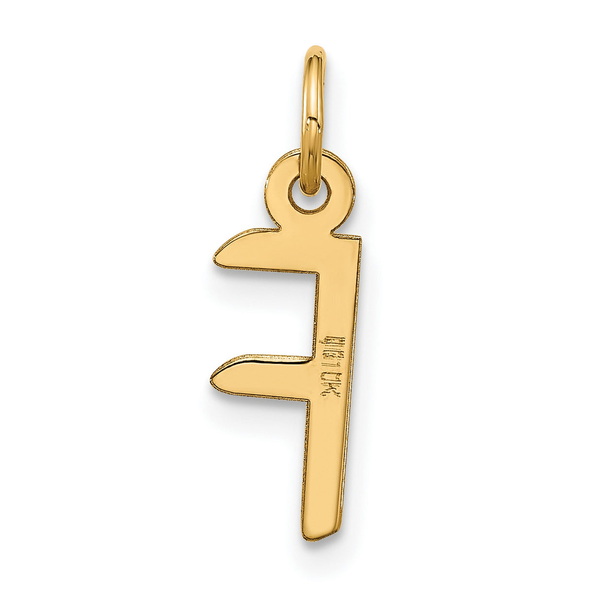 10k Yellow Gold Initial F Pendant, Polished Block Letter Charm, Unisex Minimalist Jewelry