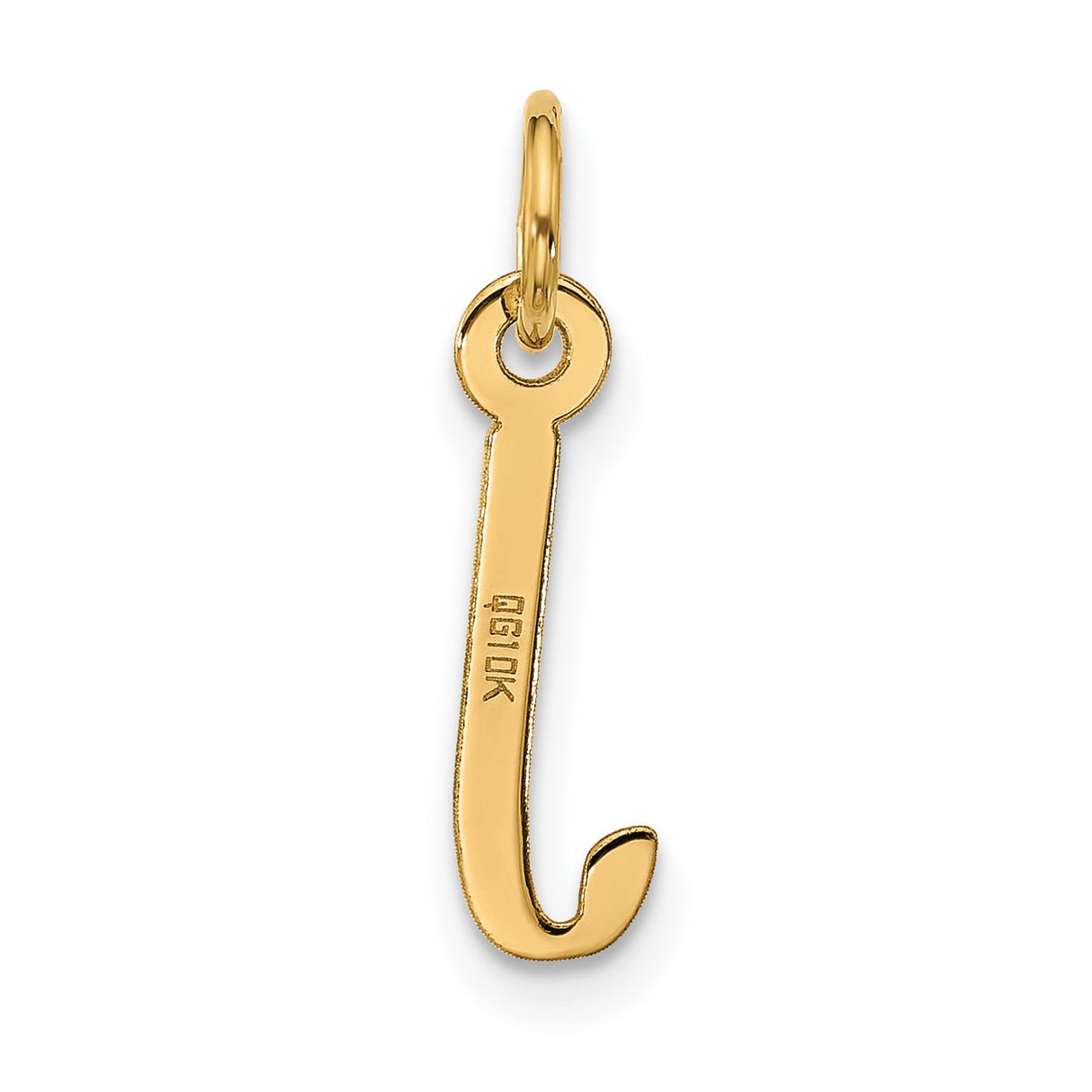 10k Yellow Gold Initial J Pendant Charm, Polished Block Letter Design, Unisex Jewelry