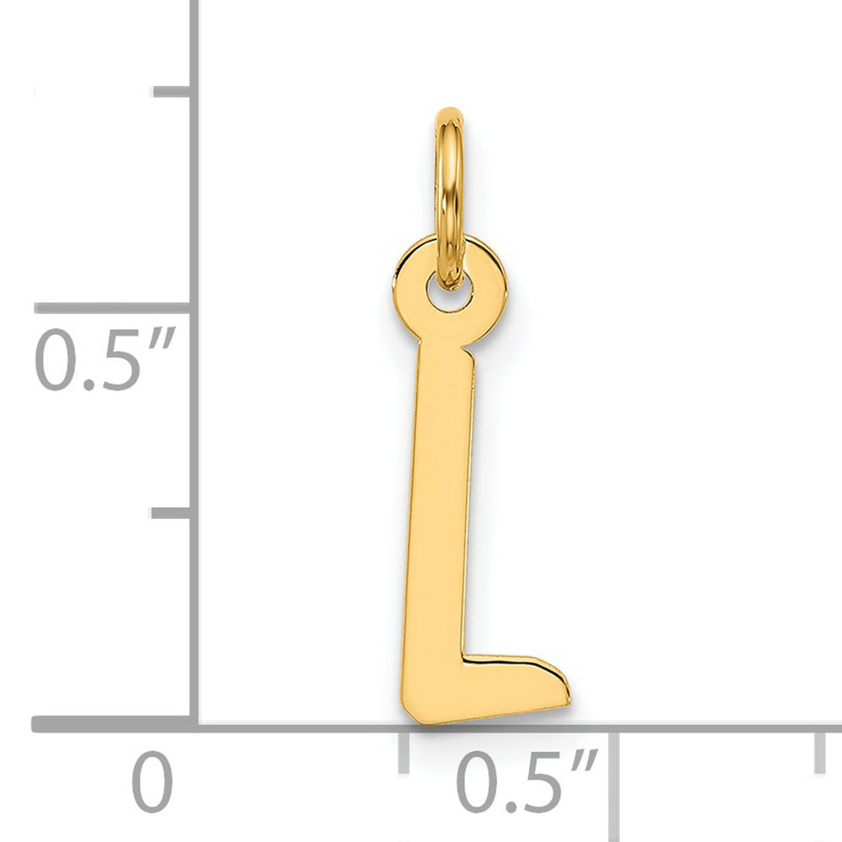 10k Yellow Gold Letter L Pendant Charm, Polished Block Initial Jewelry for Women or Unisex Wear
