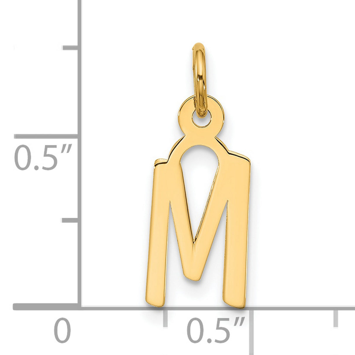 10k Yellow Gold Initial M Pendant Charm, Open Cut Block Letter Design for Women or Unisex Wear