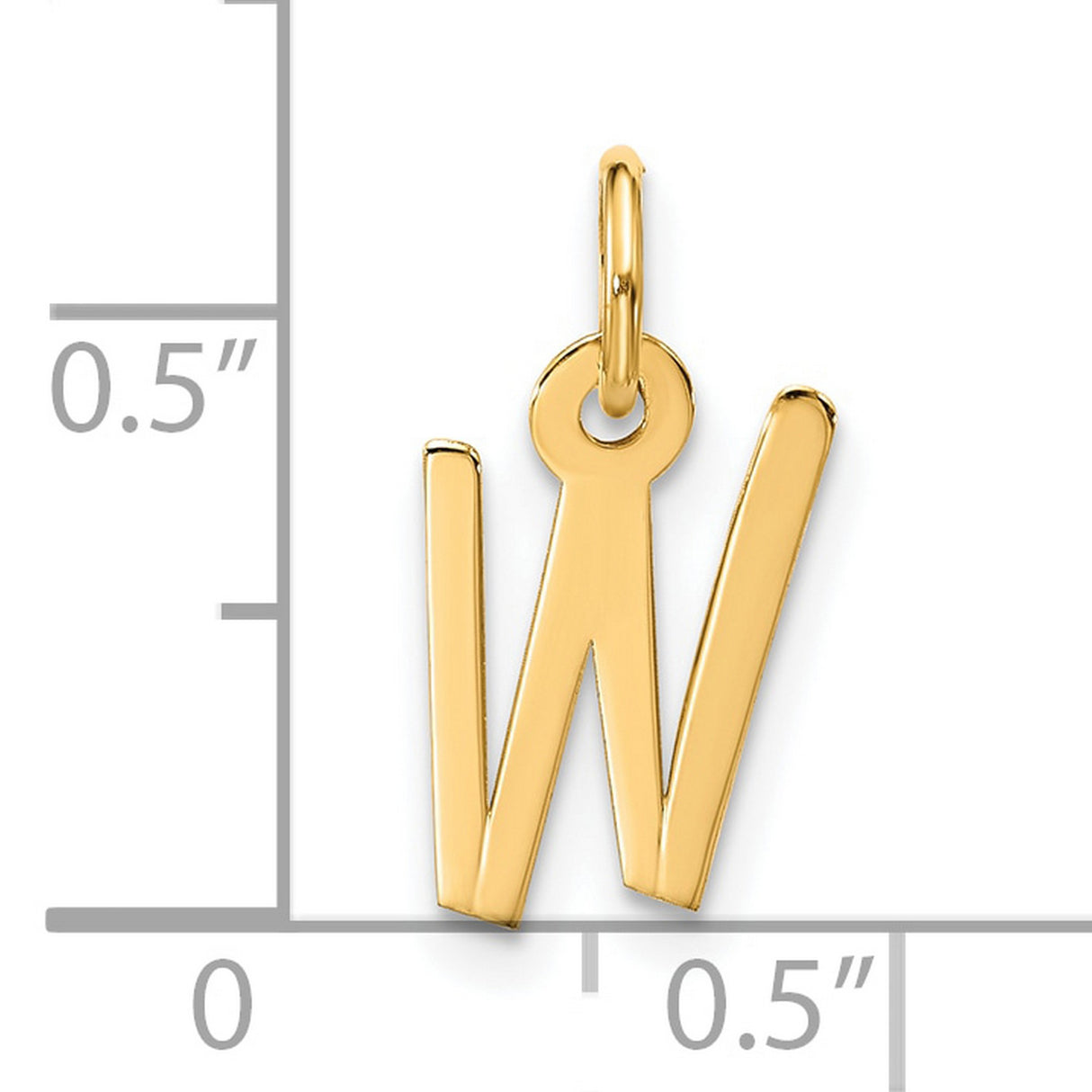 10k Yellow Gold Letter W Pendant, Polished Block Initial Charm, Minimalist Monogram Design