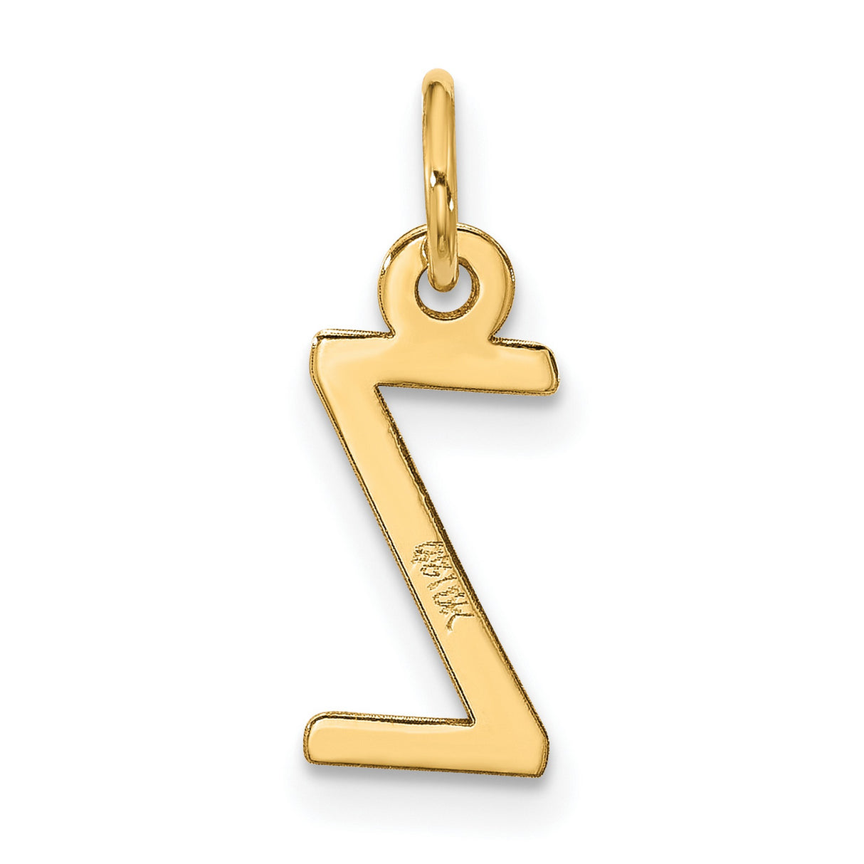 Large Slanted Block Initial Z Charm Pendant in Real 10k Yellow Gold