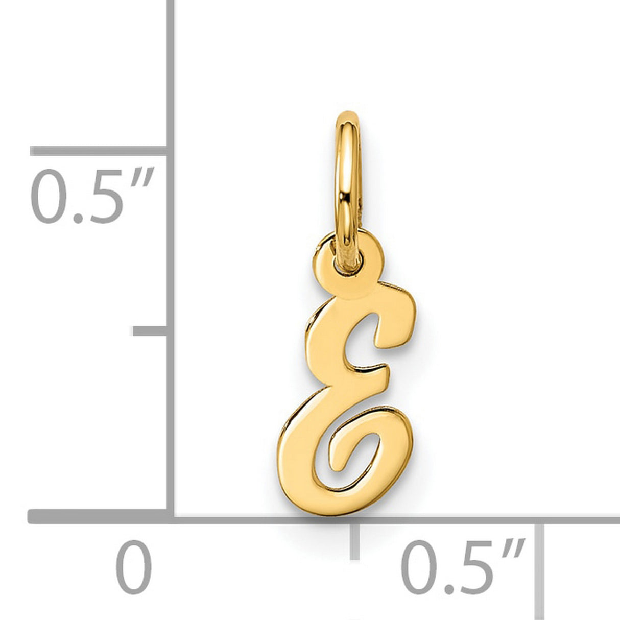 10k Yellow Gold Script Letter E Pendant, Cursive Initial Charm for Women