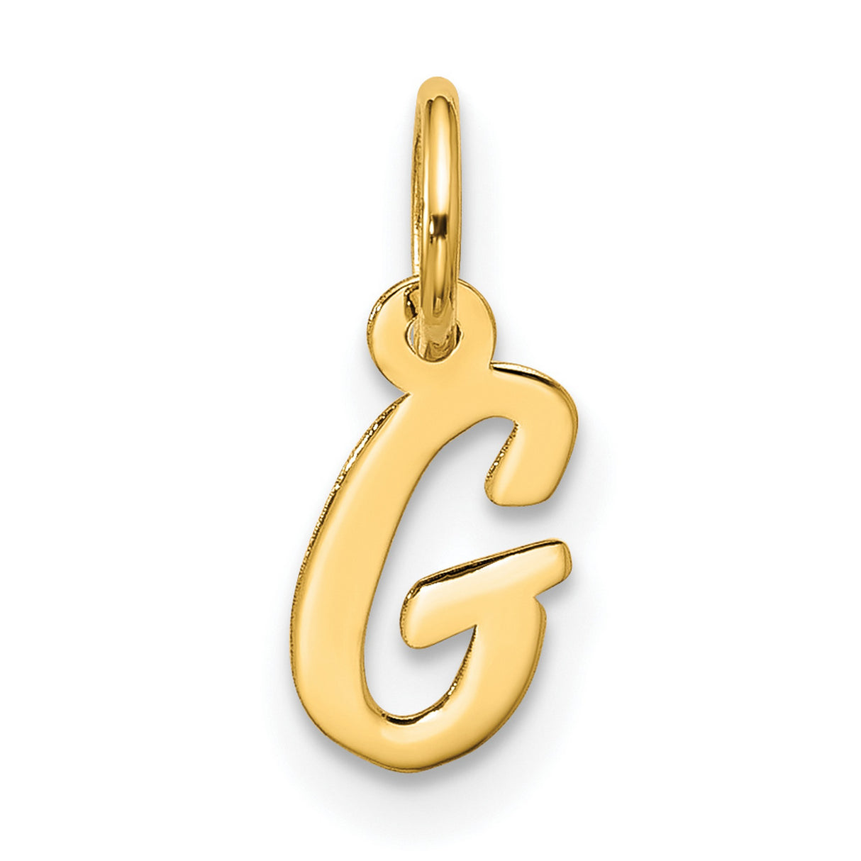 10k Yellow Gold Initial G Pendant, Script Letter Charm, Monogram Jewelry for Women
