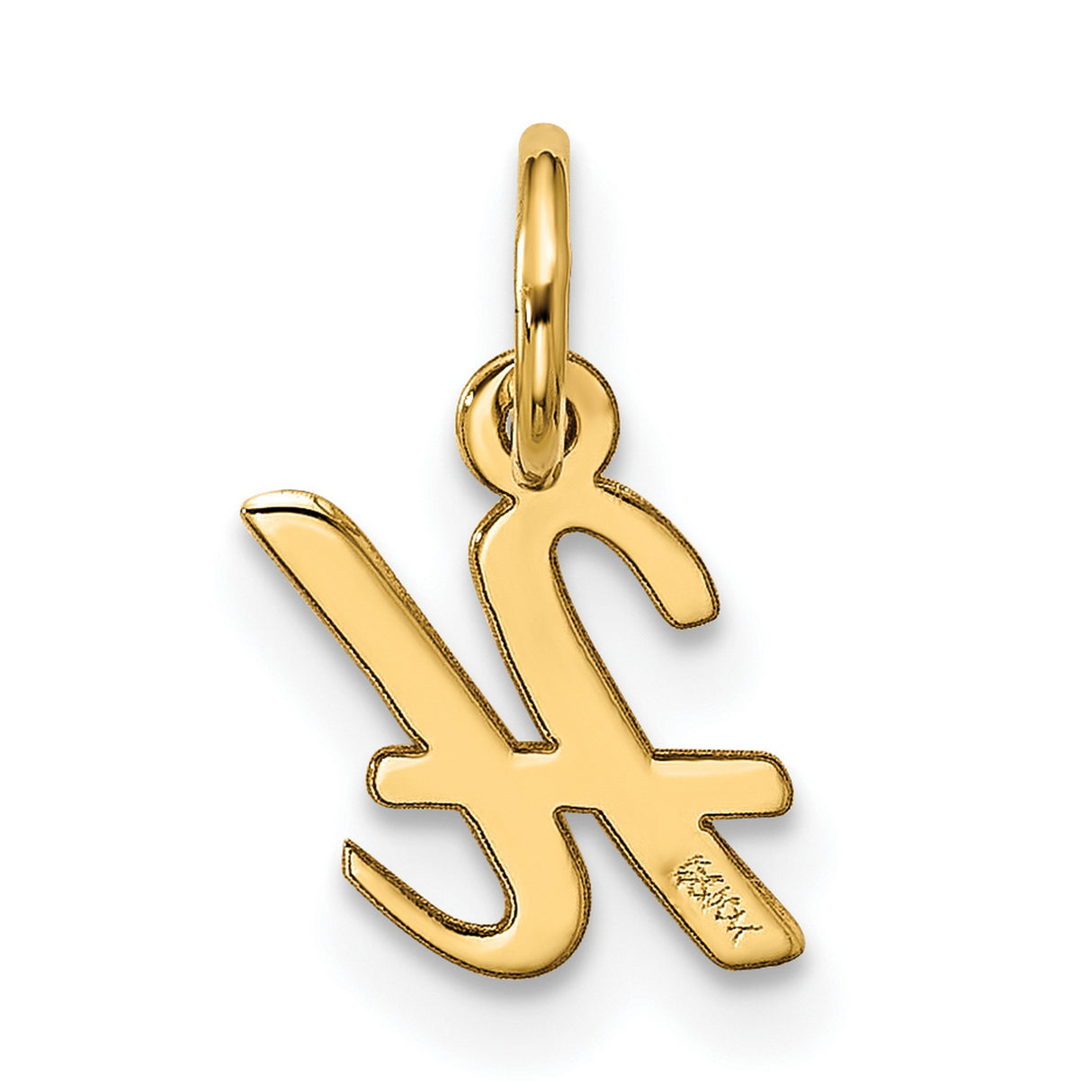 10k Yellow Gold Initial H Pendant, Polished Script Letter Charm for Women and Unisex