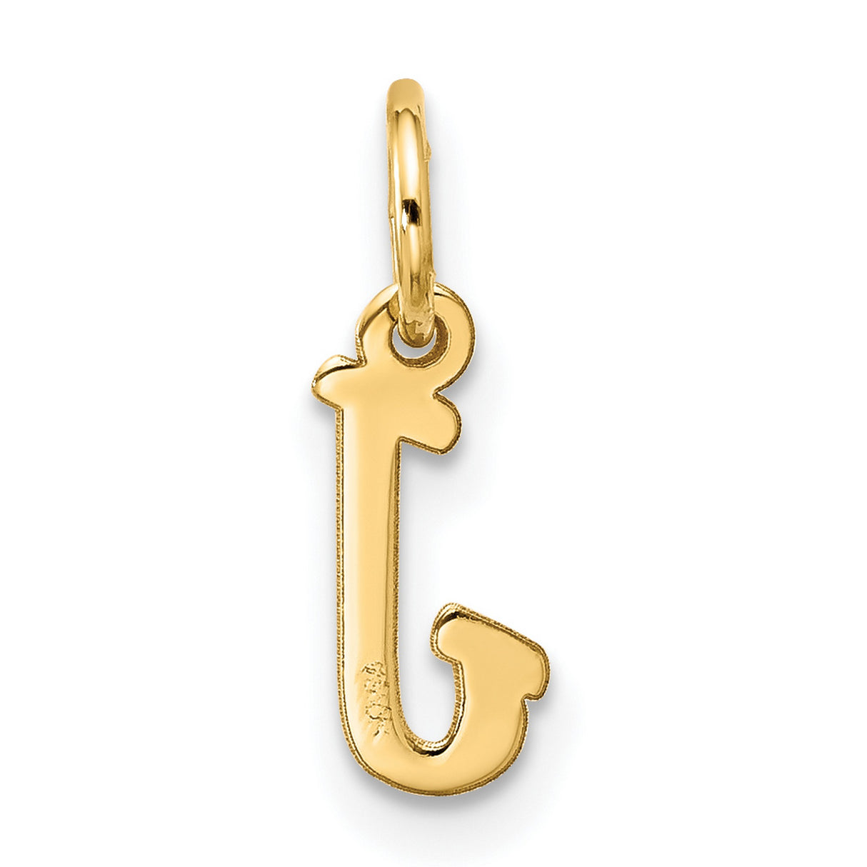 10k Yellow Gold Letter J Pendant, Polished Serif Initial Charm for Necklace or Bracelet