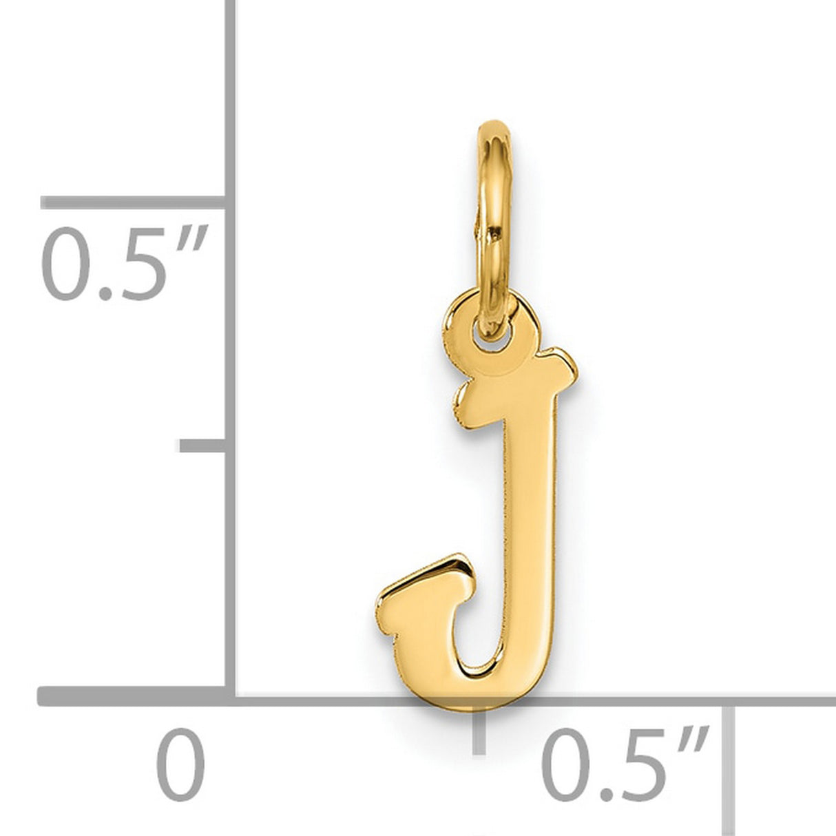 10k Yellow Gold Letter J Pendant, Polished Serif Initial Charm for Necklace or Bracelet