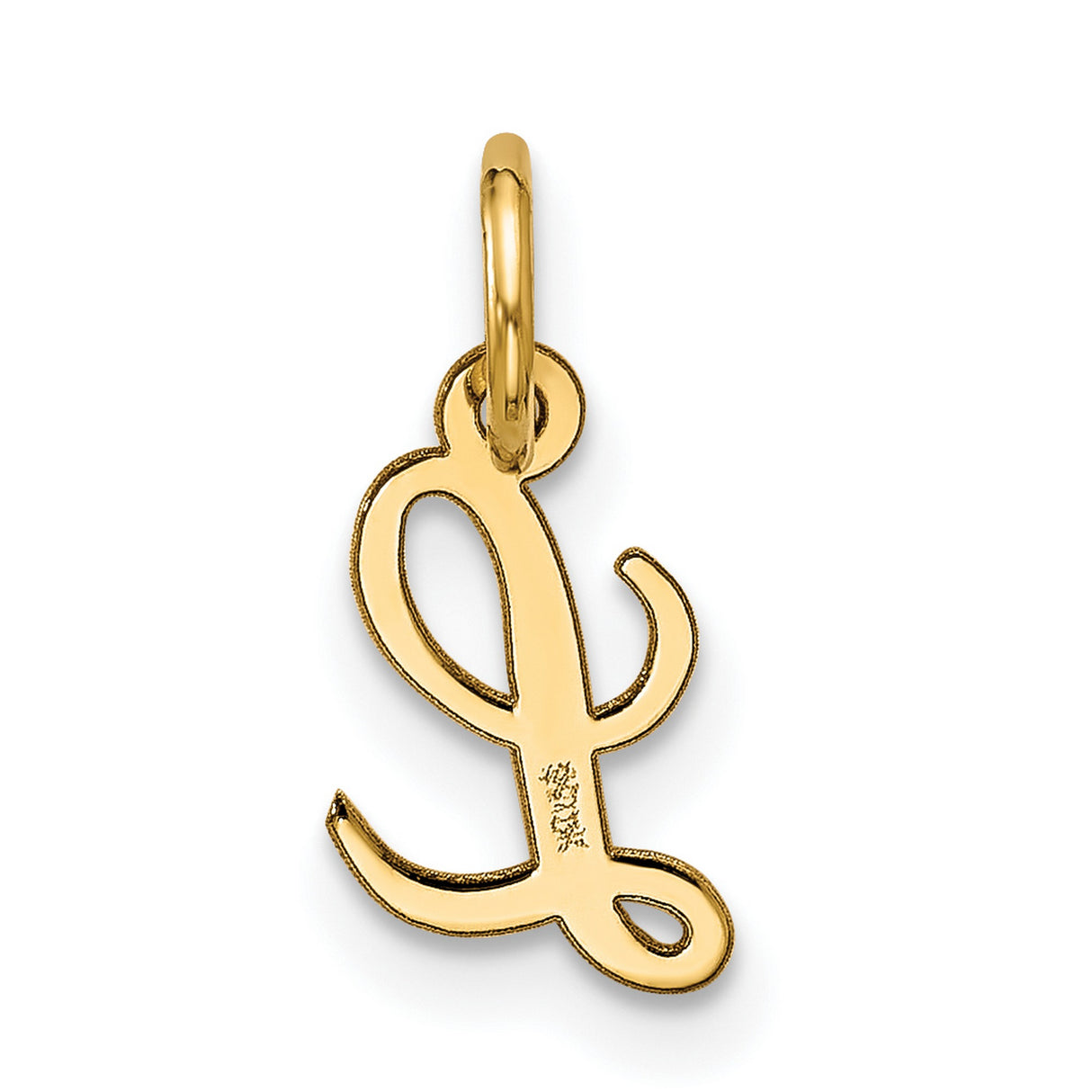 10k Yellow Gold Initial L Pendant, Script Letter Charm, Cursive Monogram Jewelry for Women