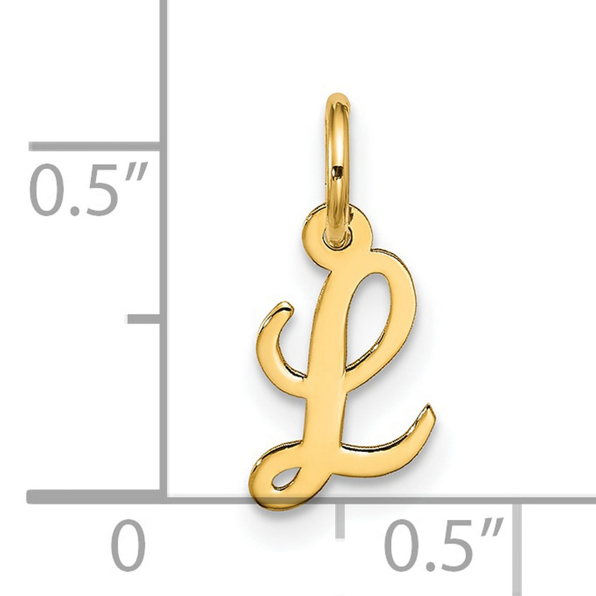 10k Yellow Gold Initial L Pendant, Script Letter Charm, Cursive Monogram Jewelry for Women