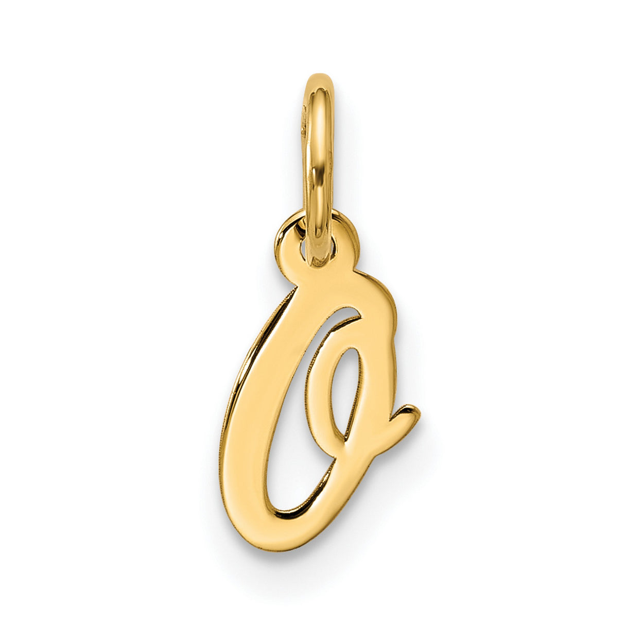 Small Script Initial O Charm Pendant in Real 10k Yellow Gold