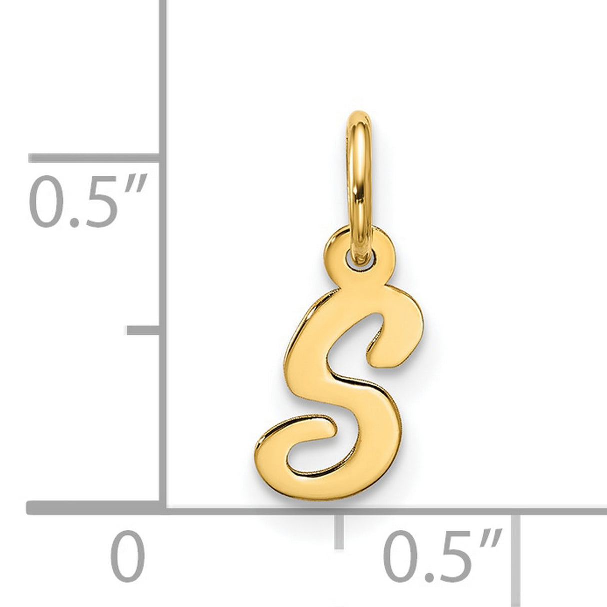 10k Yellow Gold Initial S Pendant, Script Letter Charm for Women
