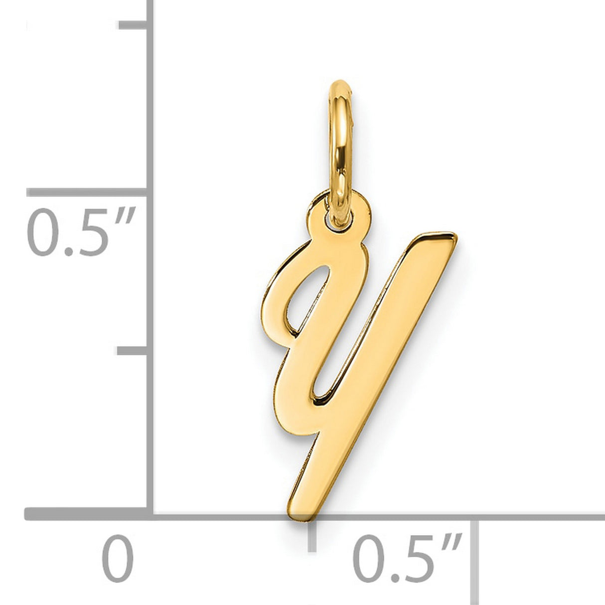 10k Yellow Gold Script Initial Y Pendant, Cursive Letter Charm for Women