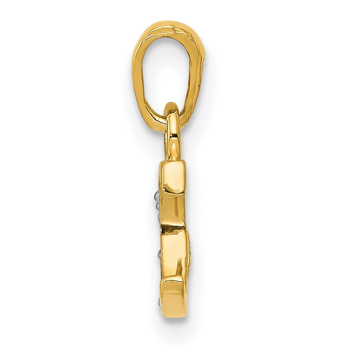 Diamond Initial C Charm Pendant in Real 10k Multi-Tone Gold