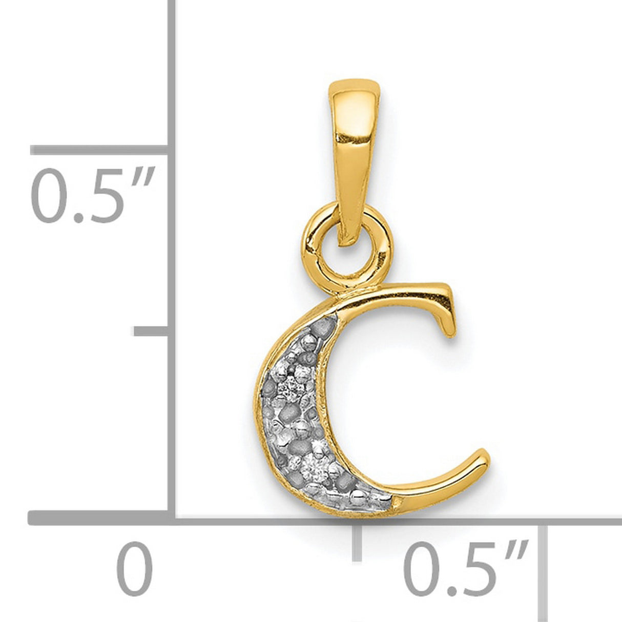 Diamond Initial C Charm Pendant in Real 10k Multi-Tone Gold