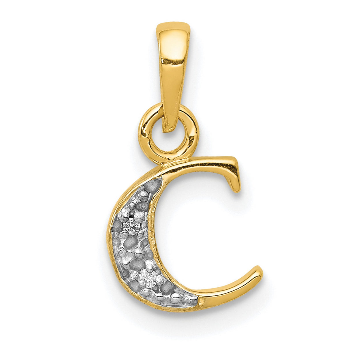 Diamond Initial C Charm Pendant in Real 10k Multi-Tone Gold
