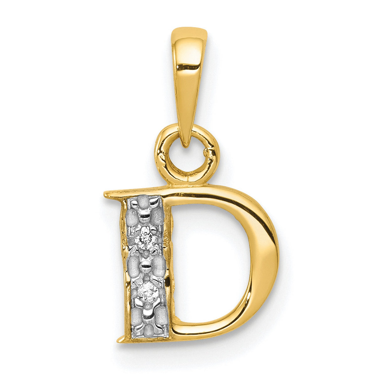 10k Multi-Tone Gold Alphabet Pendant with Diamond Accents, Letter D Charm