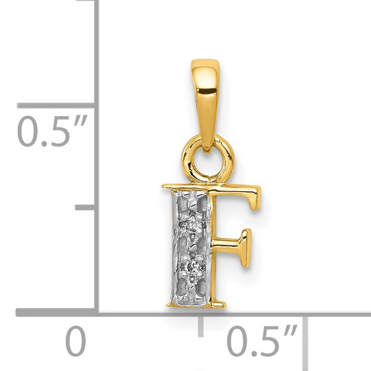 10k Multi-Tone Gold Initial F Pendant with Diamond Accent, Script Letter Charm for Women