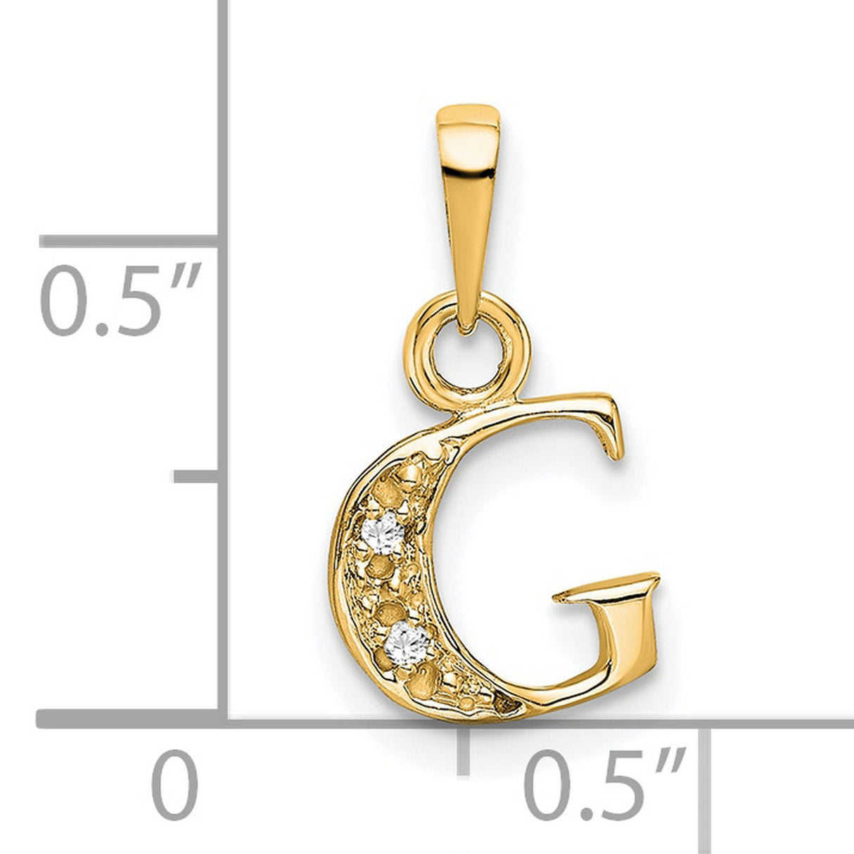 10k Multi-Tone Gold Letter G Pendant with Diamond Accents, Rhodium Plated Initial Charm