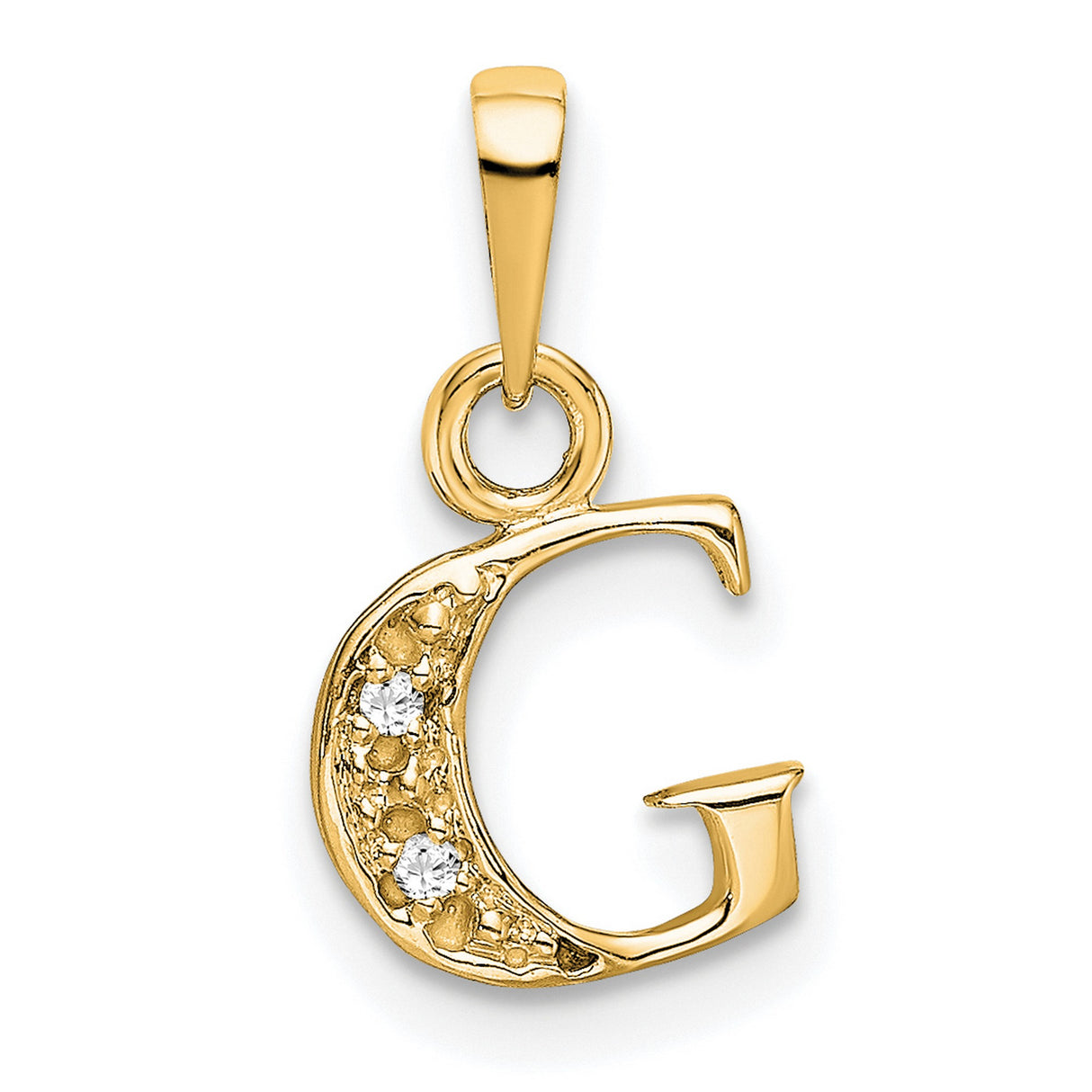 10k Multi-Tone Gold Letter G Pendant with Diamond Accents, Rhodium Plated Initial Charm