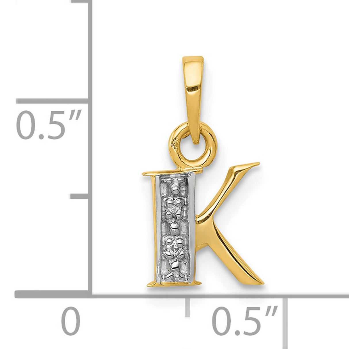 10k Multi-Tone Gold Initial K Pendant with Diamond Cut Detailing, Monogram Letter Charm