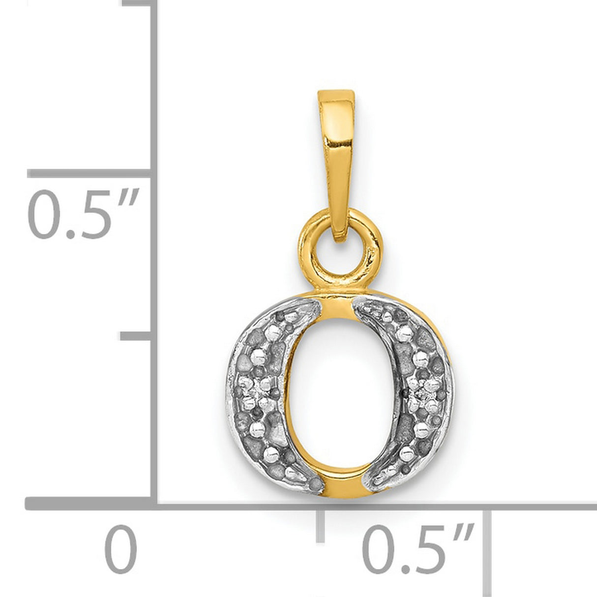 10k Multi-Tone Gold Letter O Pendant Charm with Diamond Accent, Alphabet Style for Women or Unisex