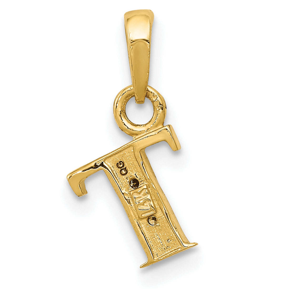 10k Multi-Tone Gold Letter I Pendant with Diamond-Cut Rhodium Center
