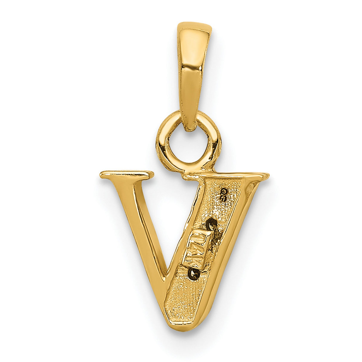 10k Multi-Tone Gold Pendant with Diamond, Letter V Initial Design