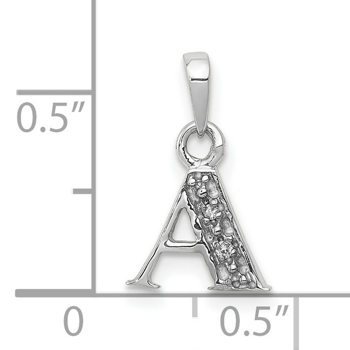Diamond Initial A Charm Pendant in Real 10k White Gold