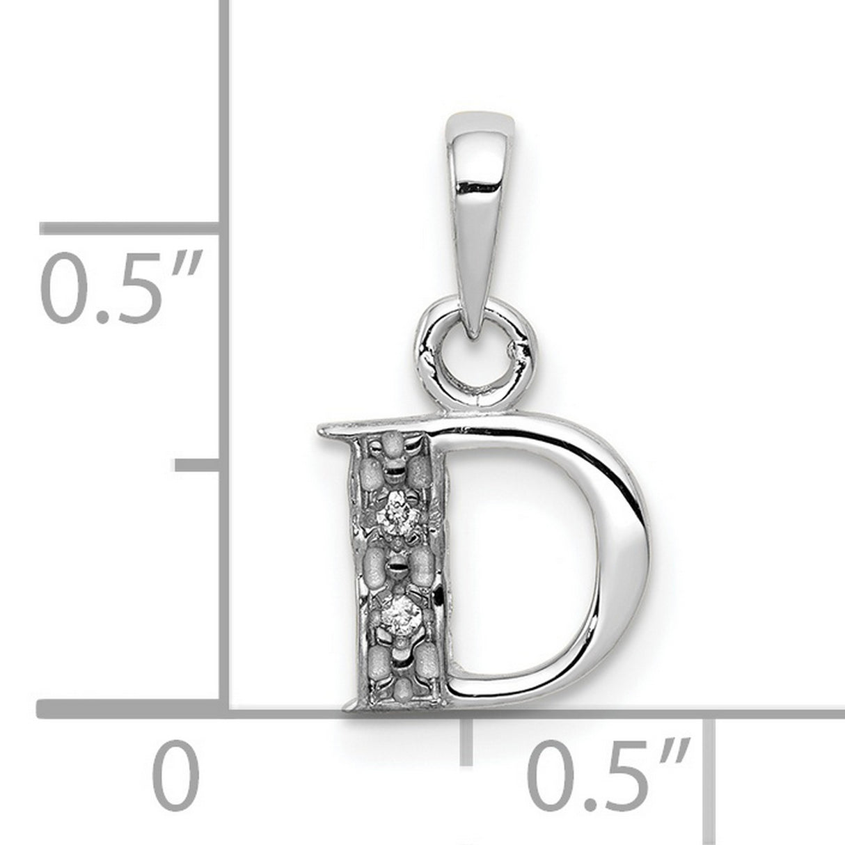 10k White Gold Initial D Pendant with Diamond Accents, Monogram Charm for Women