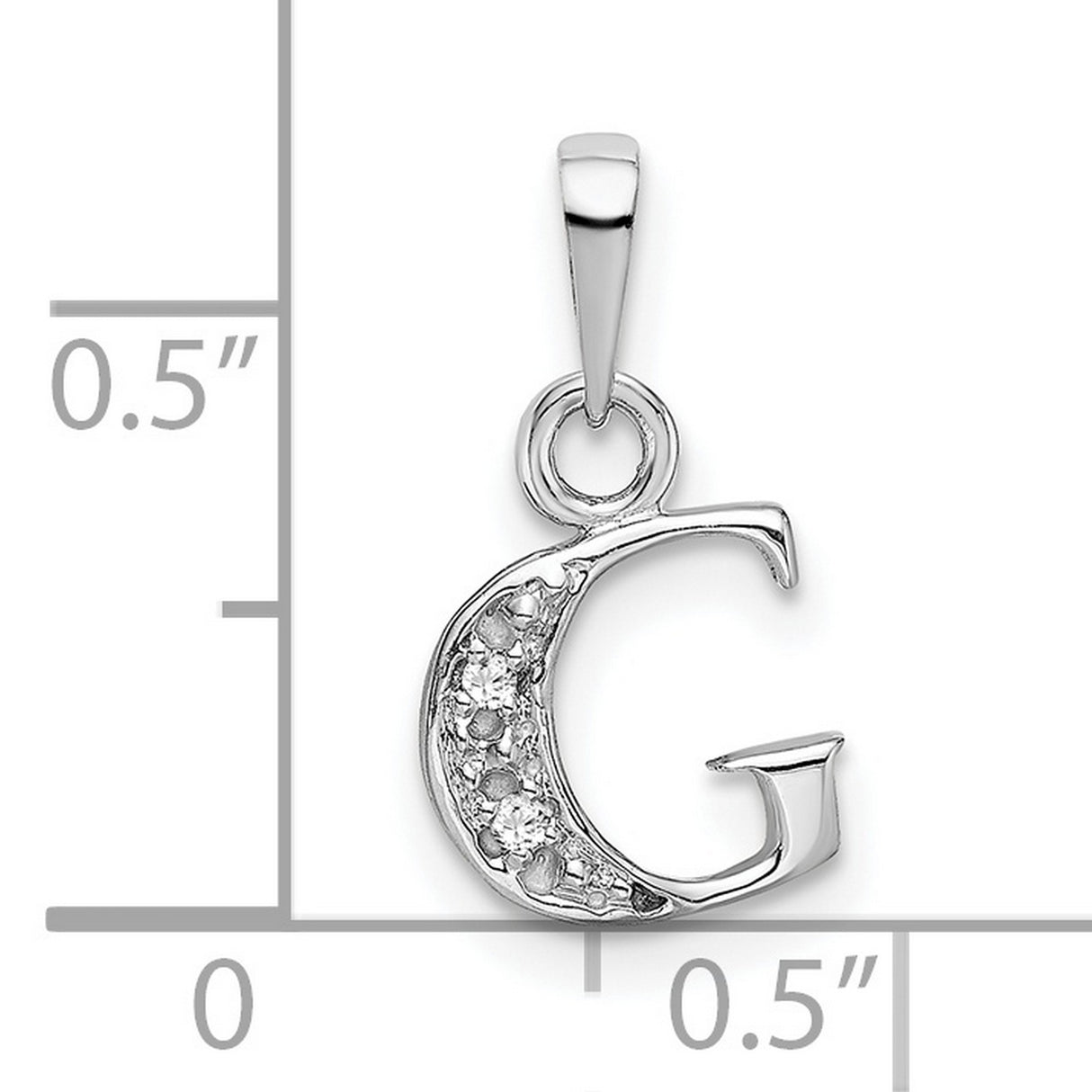 10k White Gold Initial G Pendant with Diamond Accents, Dainty Letter Charm for Women