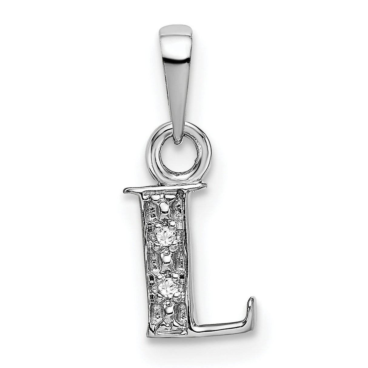 Initial L Charm Pendant in Real 10k White Gold