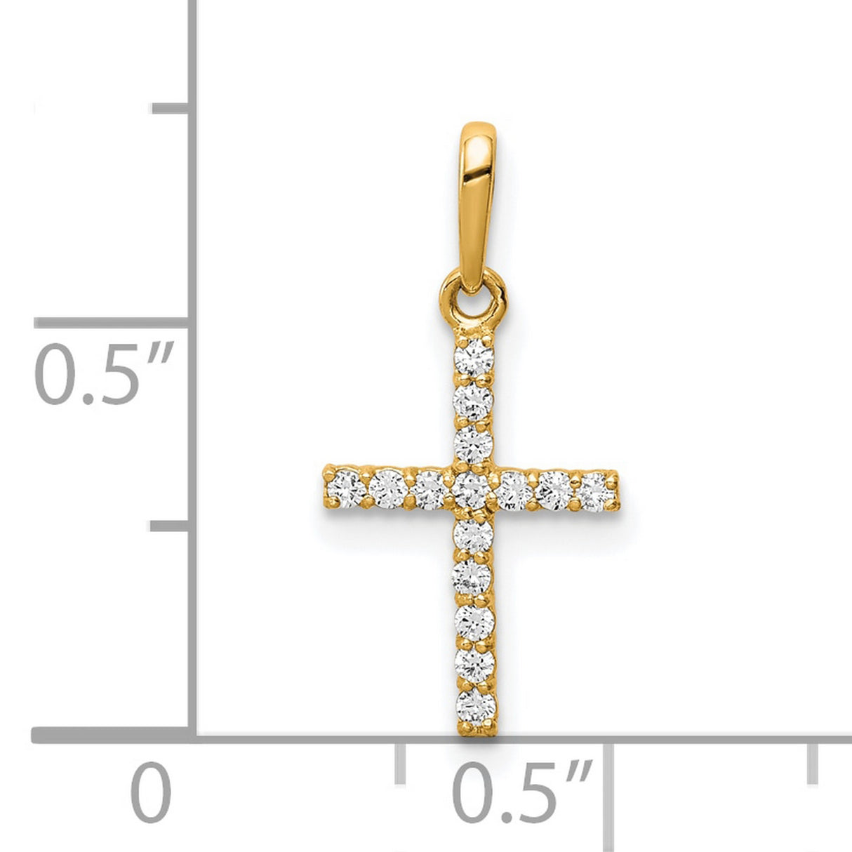 10k Yellow Gold Cross Pendant with Cubic Zirconia Accents, Classic Religious Charm for Men and Women