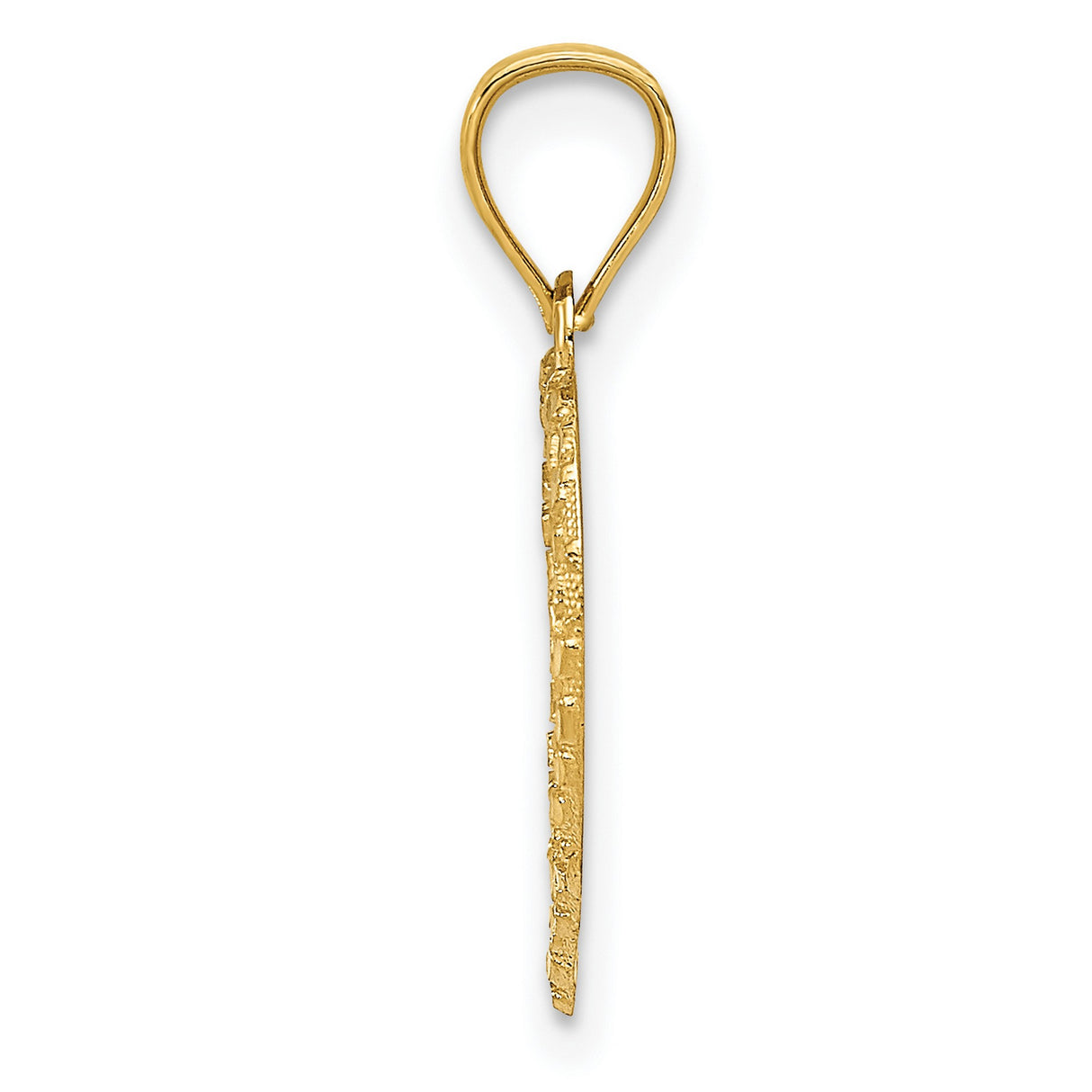 10k Yellow Gold Heart Pendant with Textured Hammered Finish and Cutout Design for Women