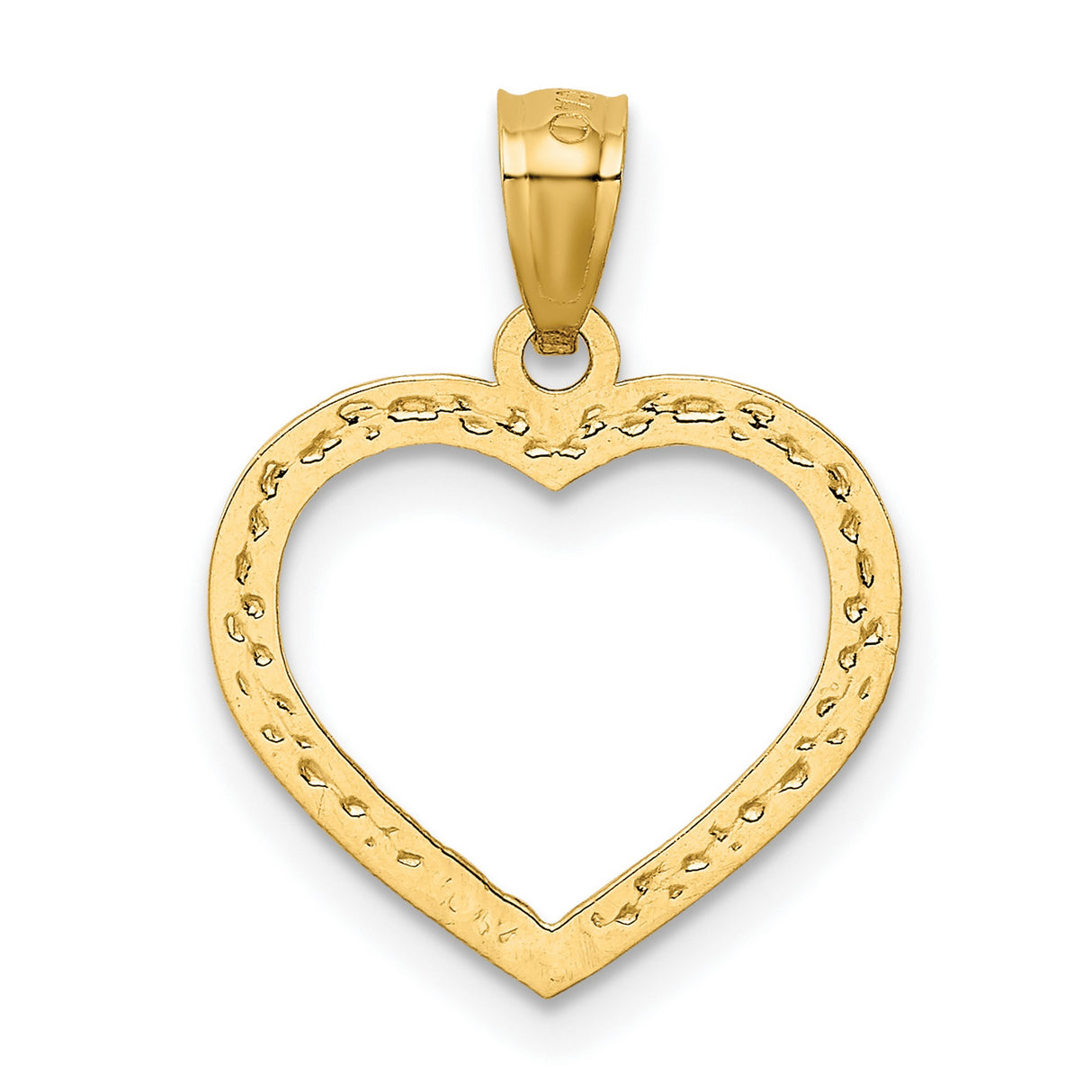 10k Yellow Gold Heart Pendant with Textured Hammered Finish and Cutout Design for Women