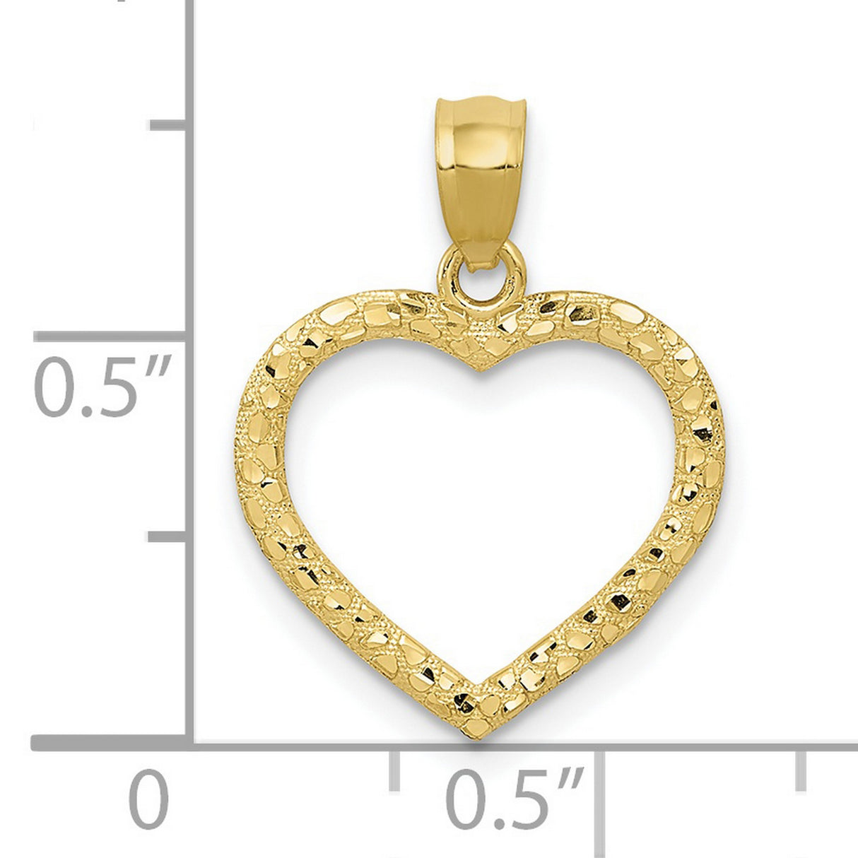 10k Yellow Gold Heart Pendant with Textured Hammered Finish and Cutout Design for Women