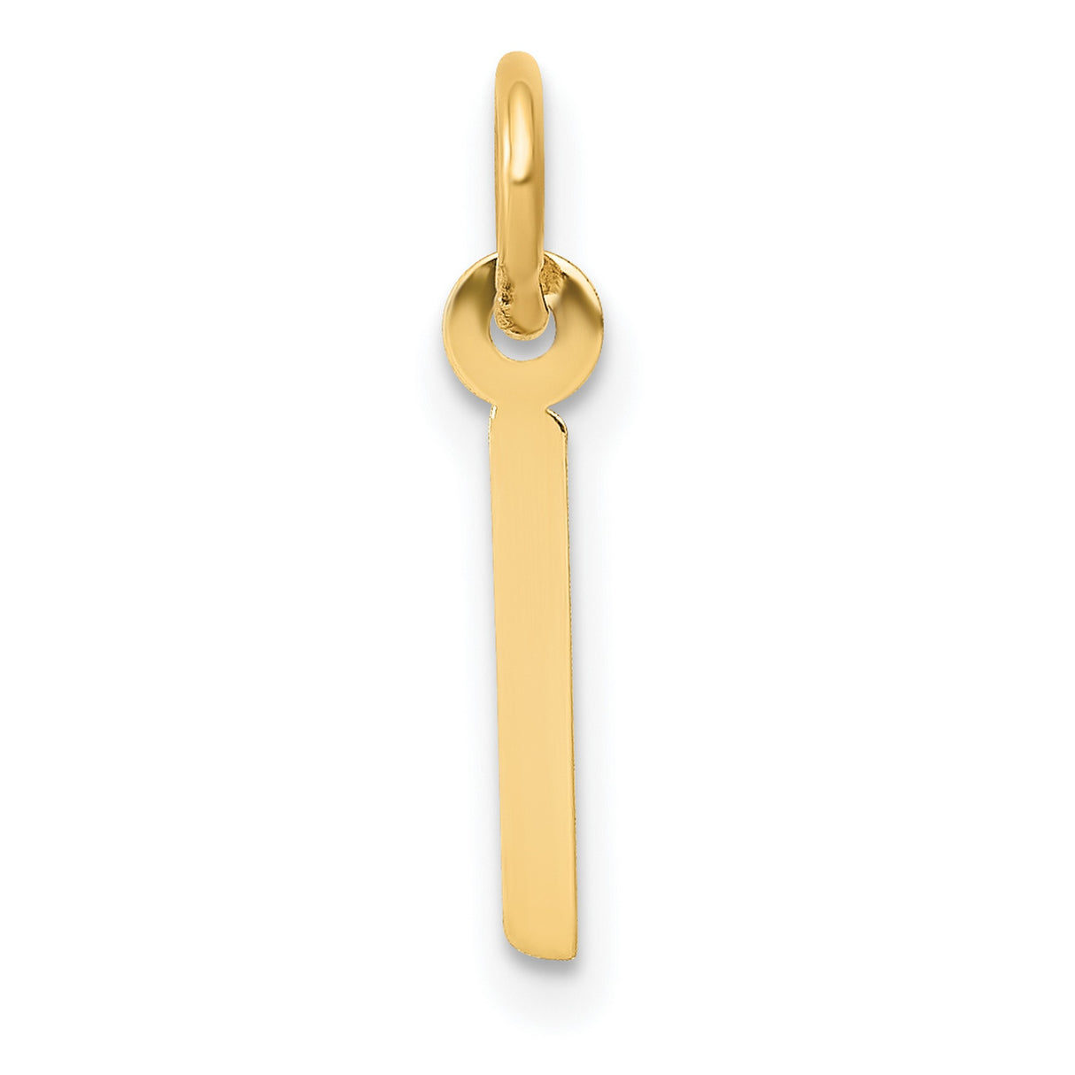 10k Yellow Gold Vertical Bar Pendant, Minimalist Slim Rectangle Charm, Polished Finish
