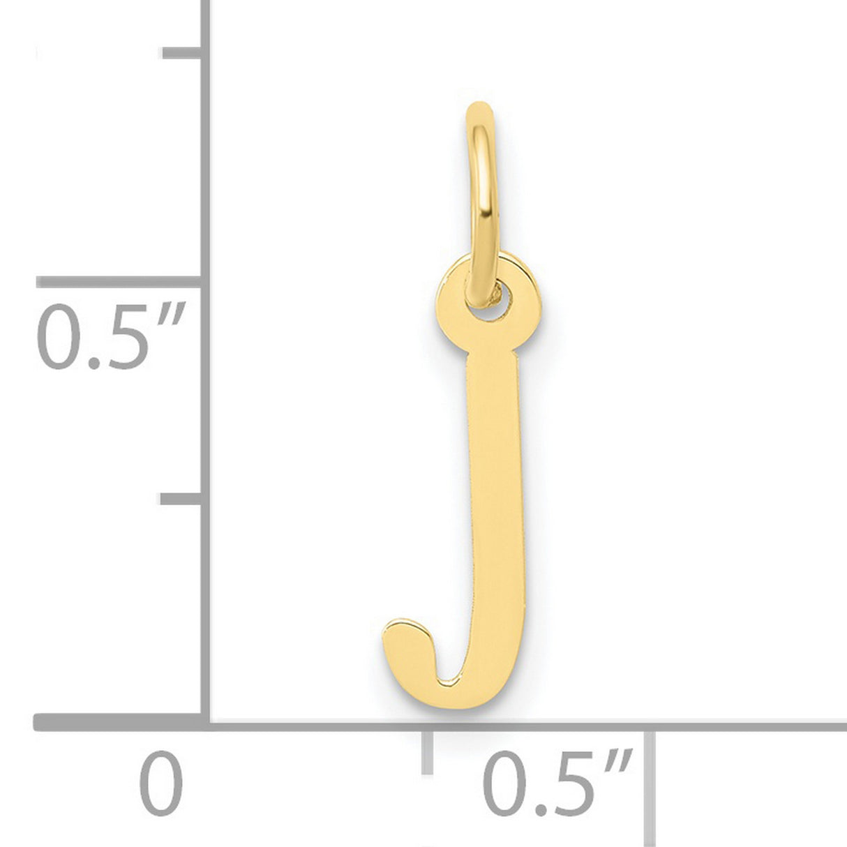 10k Yellow Gold Letter J Pendant, Polished Block Initial Charm for Women or Unisex Wear