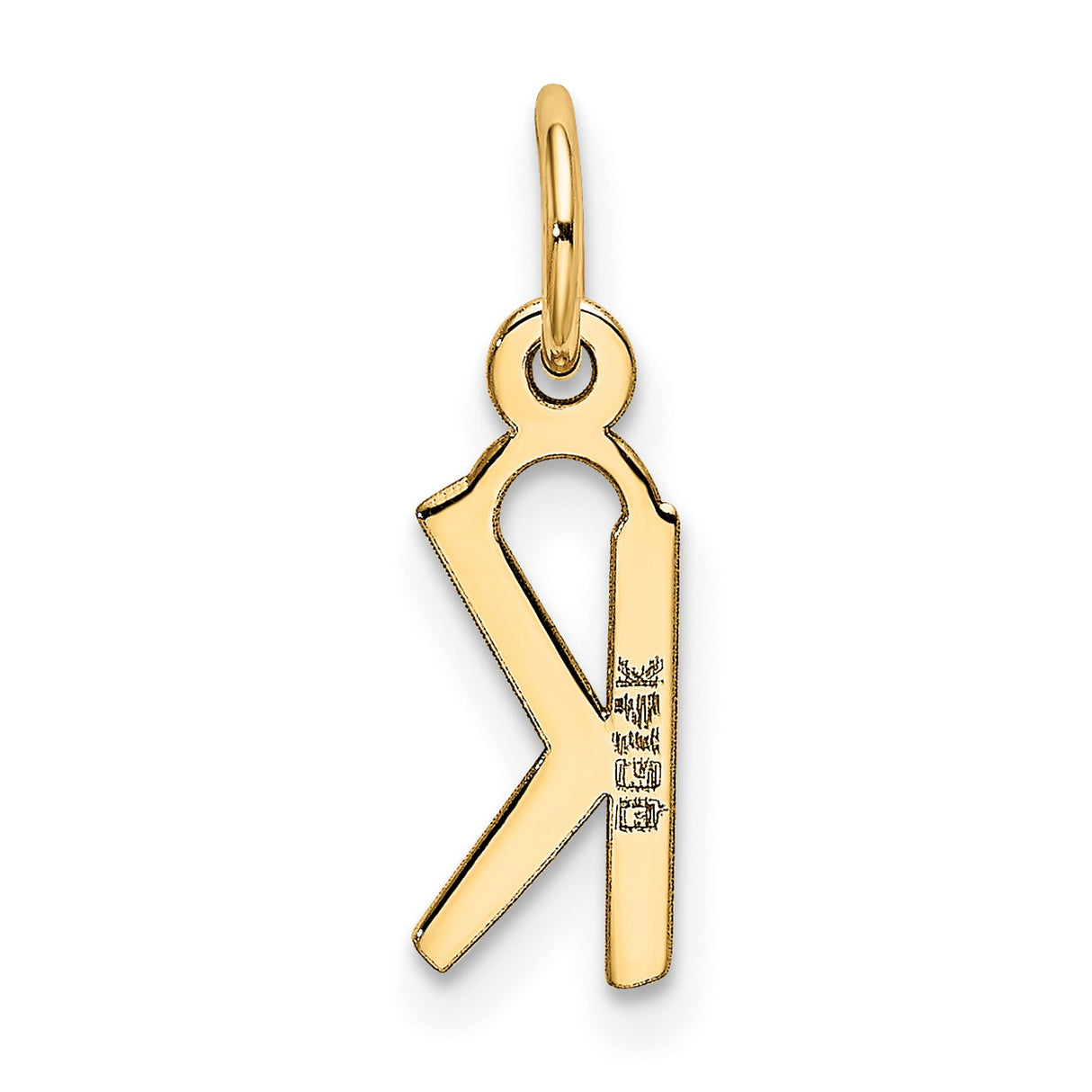 10k Yellow Gold Letter K Pendant Charm, Modern Cutout Design, Polished Finish, Unisex Style