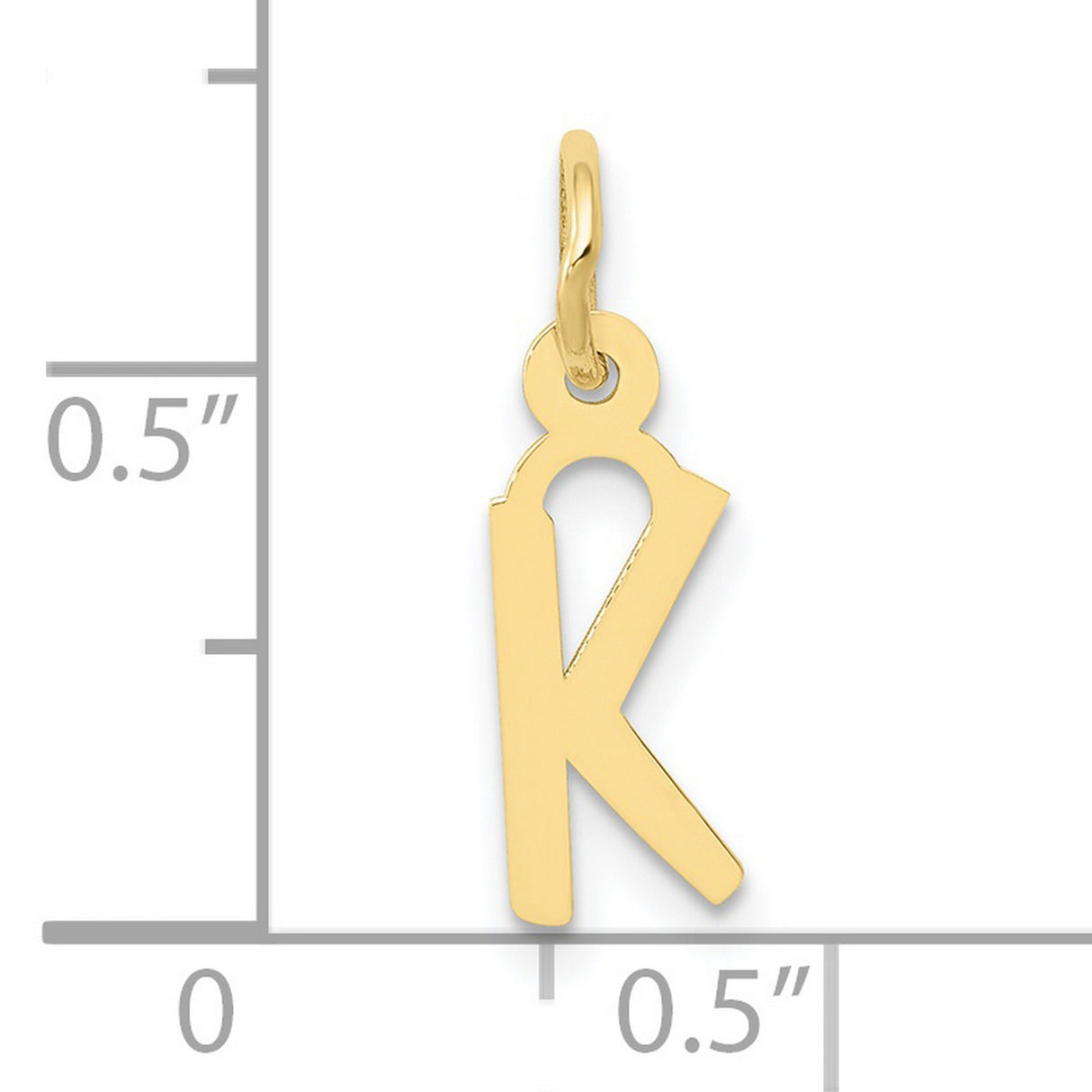 10k Yellow Gold Letter K Pendant Charm, Modern Cutout Design, Polished Finish, Unisex Style
