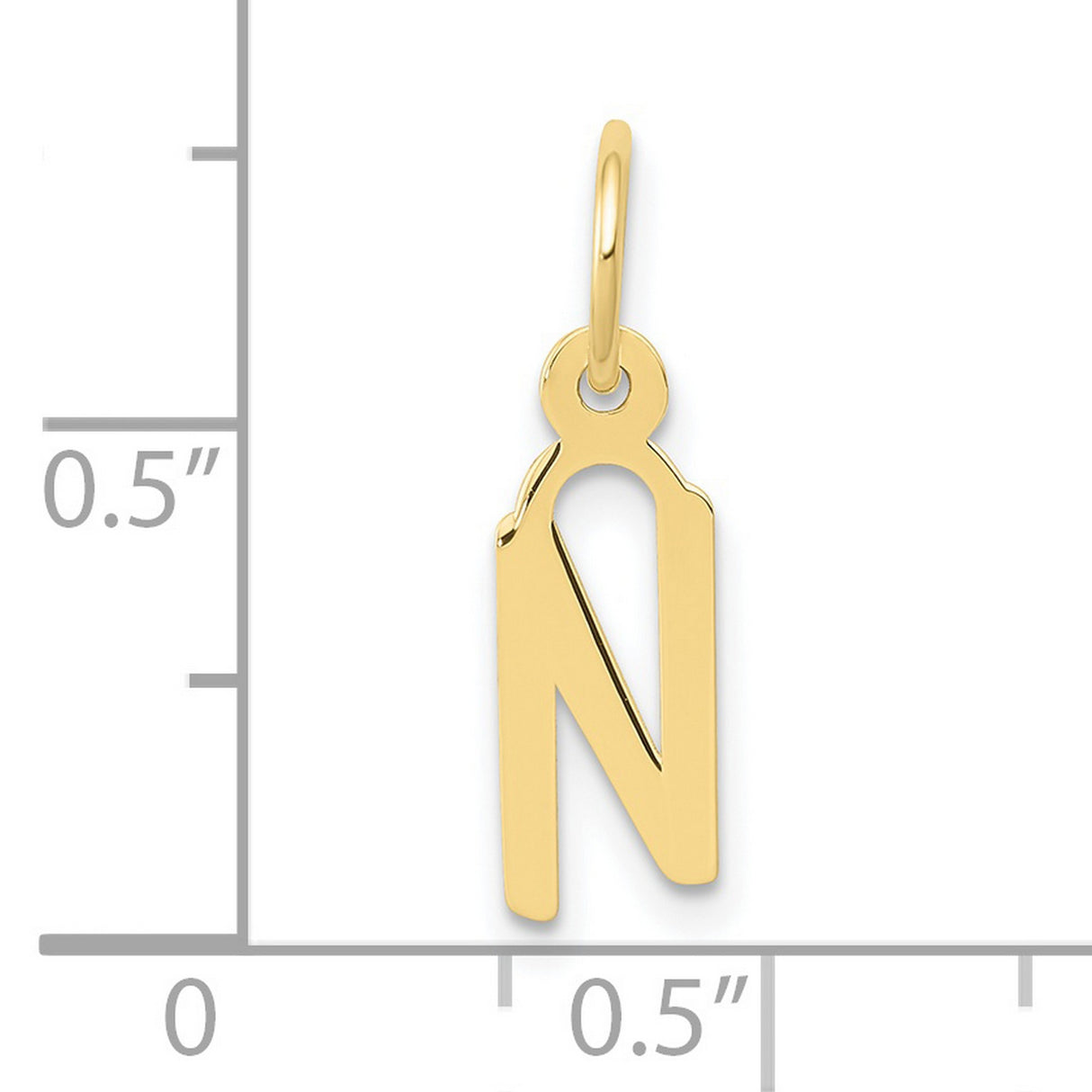 10k Yellow Gold N Pendant, Cutout Initial Charm with Polished Finish, Modern Block Letter Design