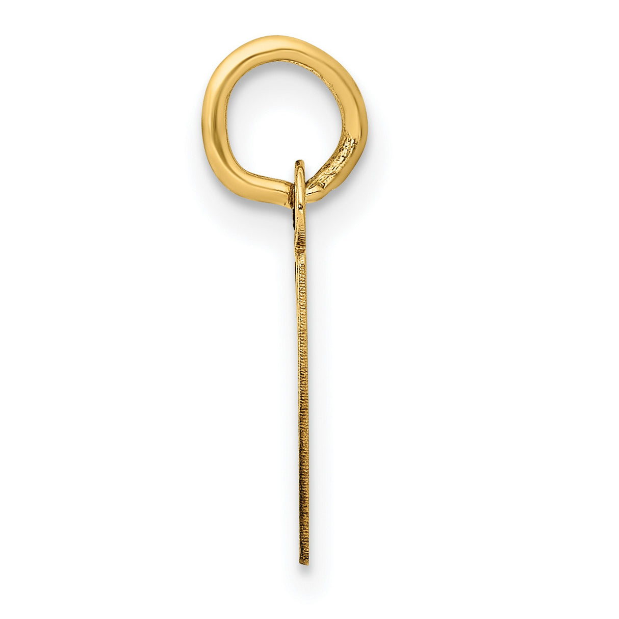 10k Yellow Gold Initial Pendant Charm with Slanted Block Letter P, Lightweight Unisex Jewelry